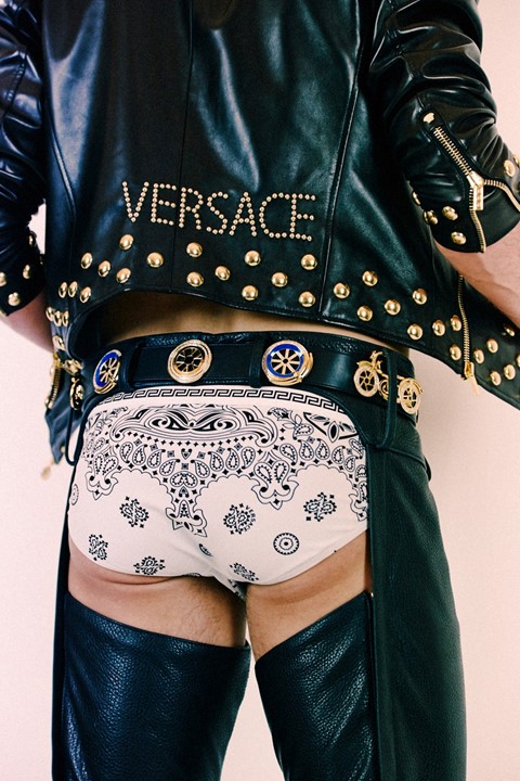 Backstage at Versace AW14