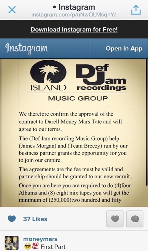 Money Mars fake Def Jam contract