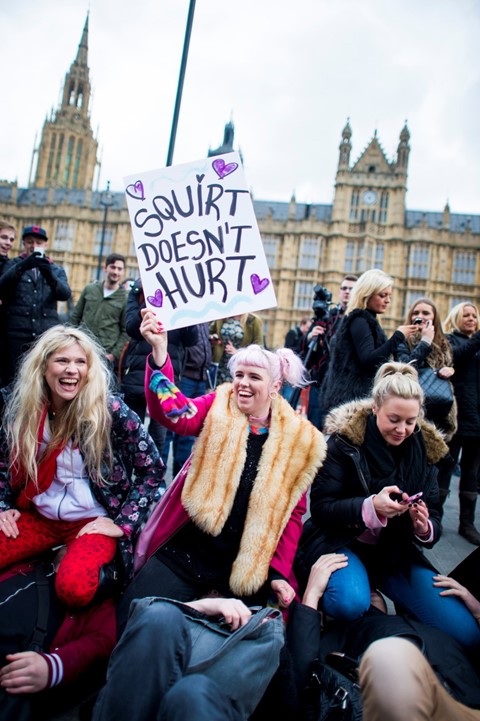 Westminster mass face-sitting UK porn ban protest