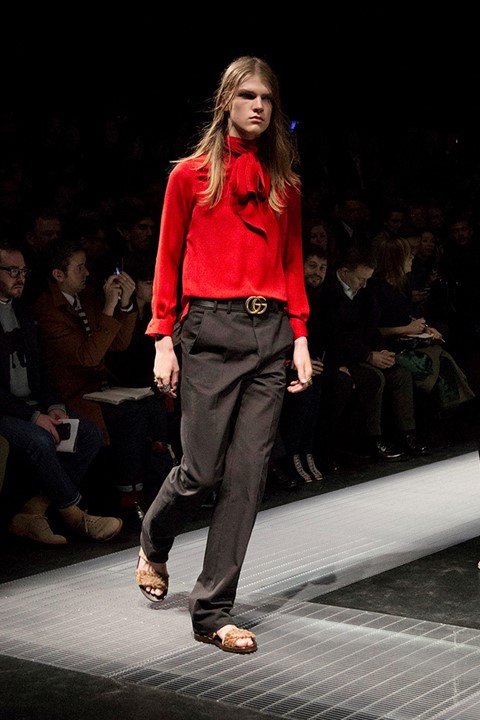 Gucci AW15 red shirt w neck tie, Menswear, Dazed backstage