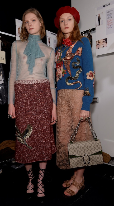 Gucci AW15 Dazed backstage Womenswear lace sheer tie 12
