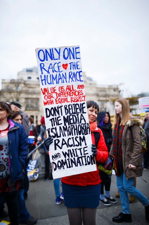 Anti-racism demonstration London UK