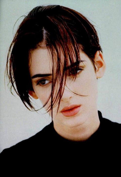 Winona Ryder | Short pixie cut with a longer neck and a turtleneck