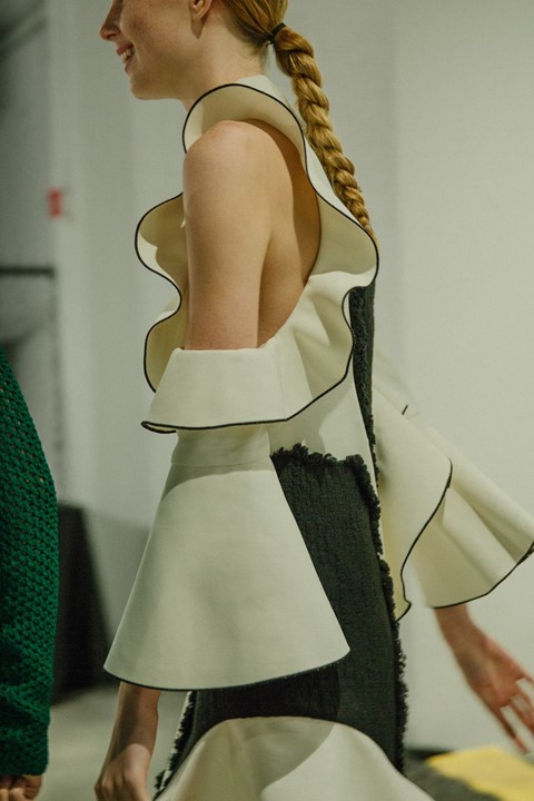 Charlotte Lindvig (Storm) backstage at Proenza Schouler SS16