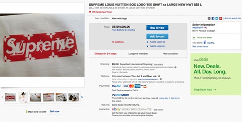 Louis Vuitton x Supreme t-shirts are hitting eBay for £7.5k | Dazed