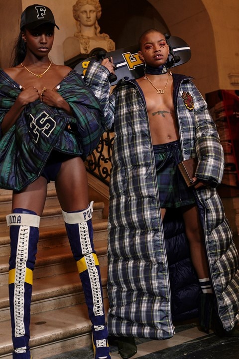 Leomie Anderson (left) and Slick Woods backstage at Fenty by