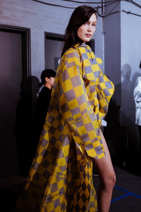 Backstage at Off-White AW19 bella hadid