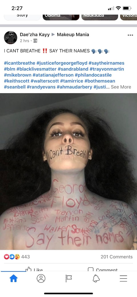 I can't breathe makeup nails George Floyd trend 6