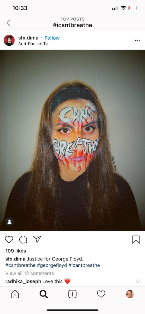 I can't breathe makeup nails George Floyd trend 5