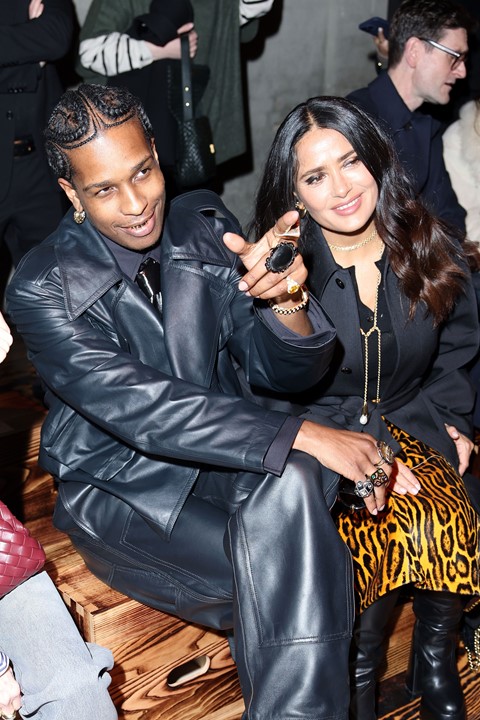 A$AP Rocky and Salma Hayek Bottega Veneta getty