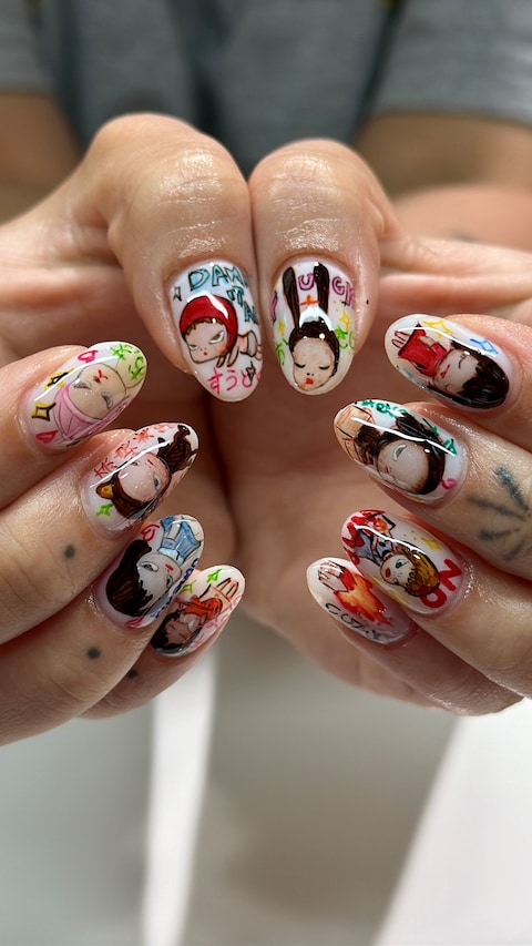 Yoshitomo Nara-inspired nail art 19