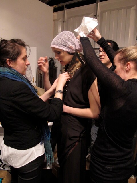Fitting the Shaun Leane showpiece. Photography by 2