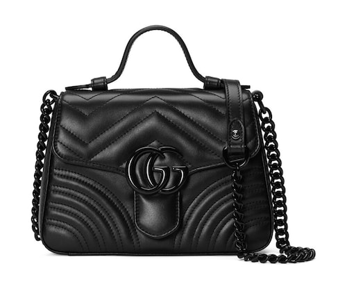 GG Marmont mini top handle bag in Black