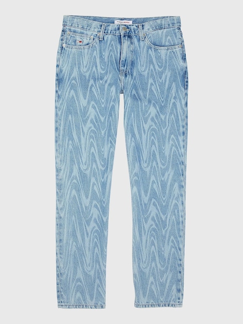 ETHAN STRAIGHT SWIRL LASERED DENIM JEANS
