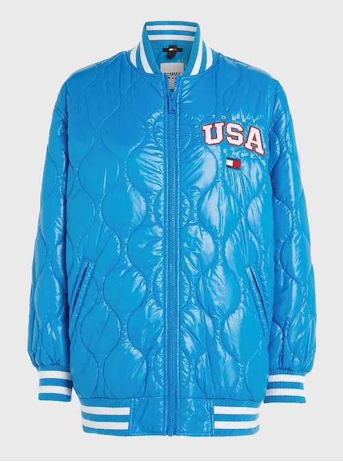 SHINY QUILTED BOMBER JACKET