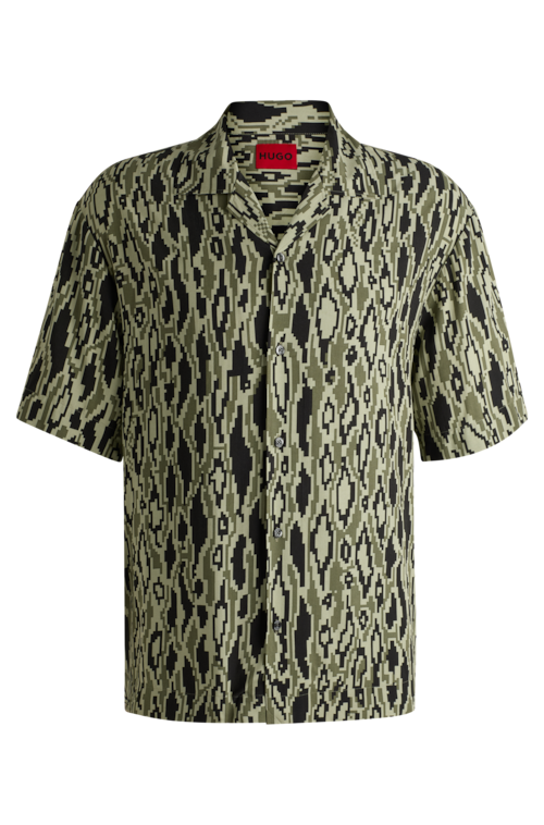 Oversized-fit shirt in python-print poplin