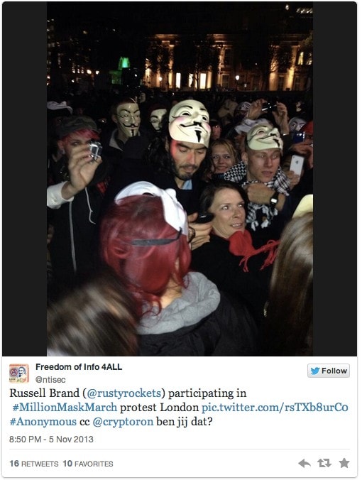 Russell Brand at Million Mask March London