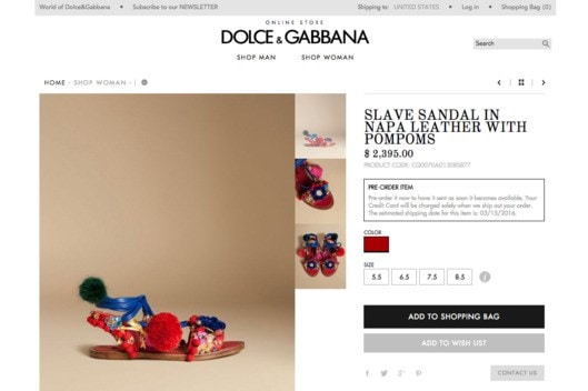 Dolce &amp; Gabbana’s ‘slave sandal 