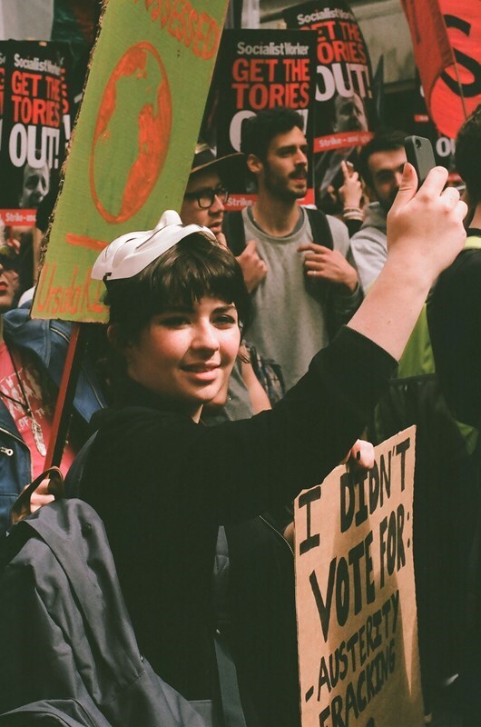 anti-tory protester