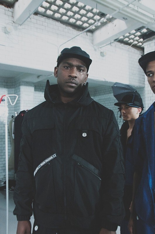 Skepta backstage at Nasir Mazhar SS15