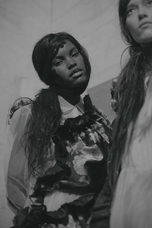 Amilna Estevão (Da Banda) backstage at Bottega Veneta AW15
