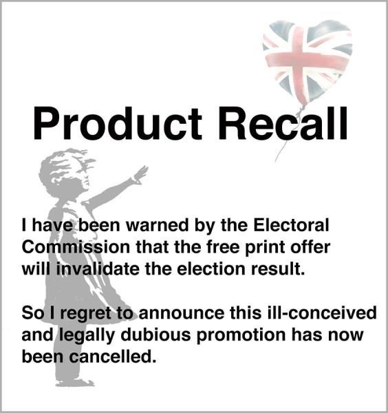 Banky&#39;s new statement titled &#39;Product Recall&#39;