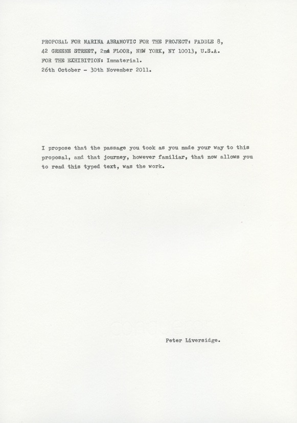 Artist: Peter Liversidge Proposals for Marina Abra 7