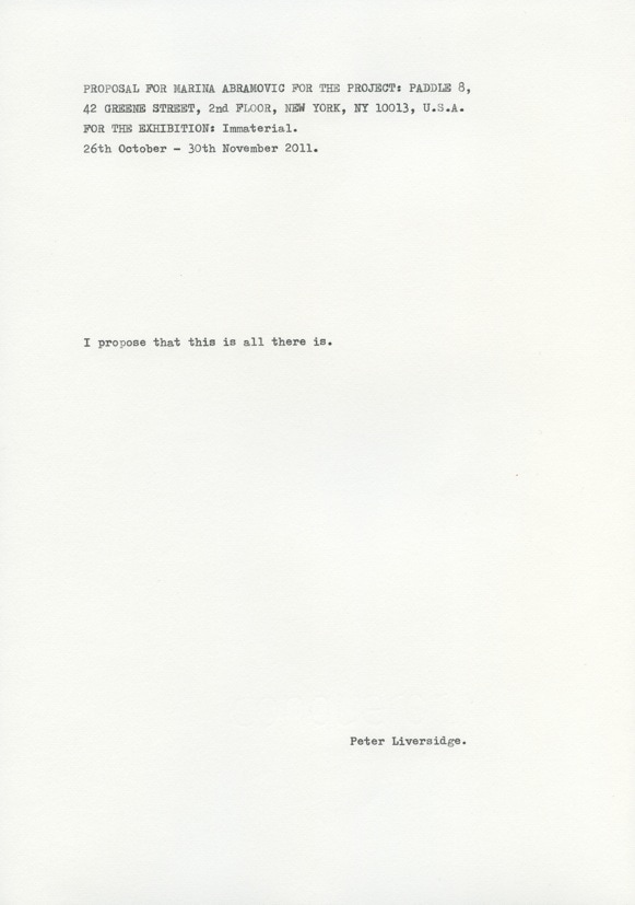 Artist: Peter Liversidge Proposals for Marina Abra 5