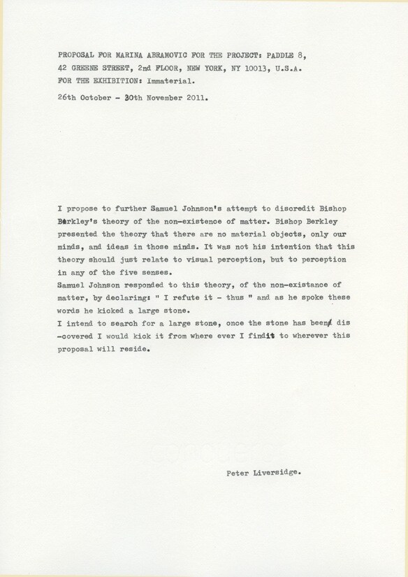 Artist: Peter Liversidge Proposals for Marina Abra 9