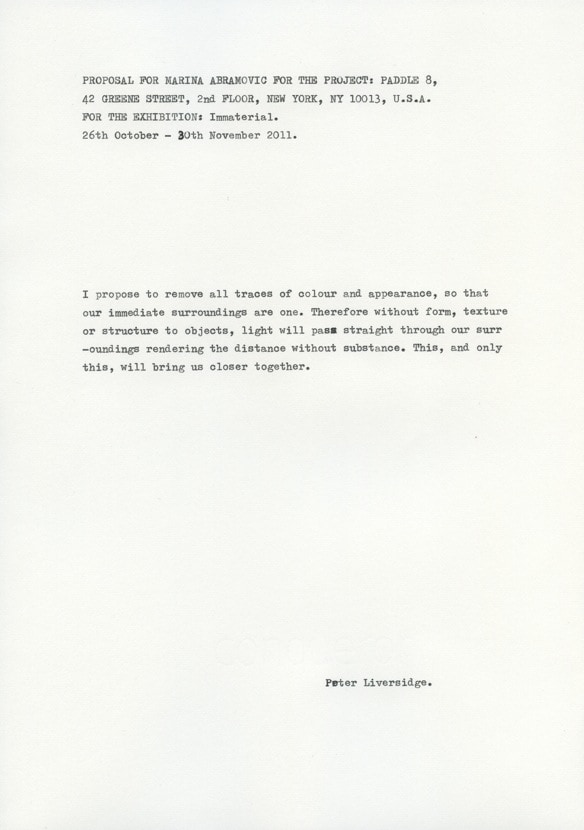 Artist: Peter Liversidge Proposals for Marina Abra 8