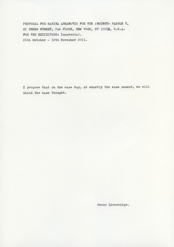 Artist: Peter Liversidge Proposals for Marina Abra 6