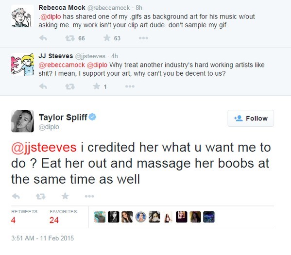 Diplo tweet Rebecca Mock GIF sexism