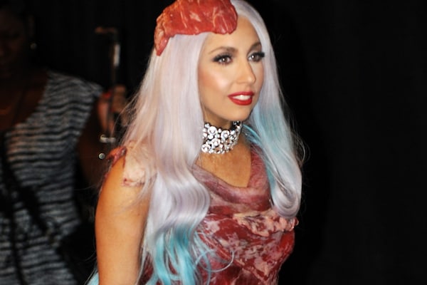 knee length dresses for ladies Lady Gaga in Meat Dress 296 Celebrity Cutout – LifesizeCutouts main image 0