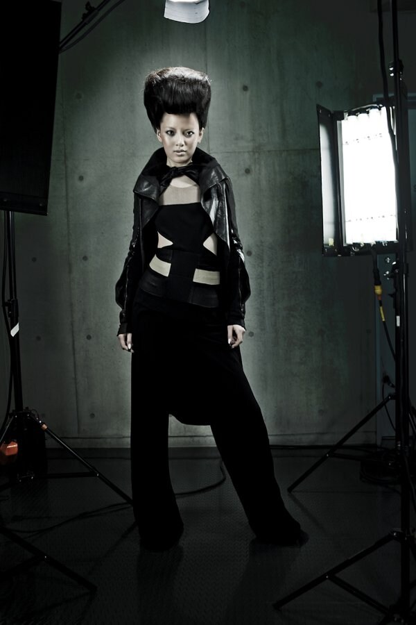 Jacket, trousers and dress by Rick Owens, belt by 3