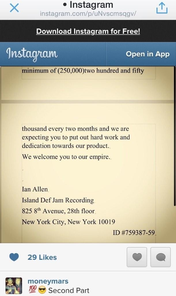 Money Mars fake Def Jam contract