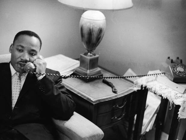 Martin Luther King on telephone