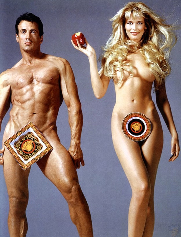 Sylvester Stallone and Claudia Schiffer for Versace in 1995 16