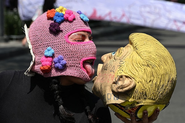 An activist from a feminist collective FIFA World Cup
