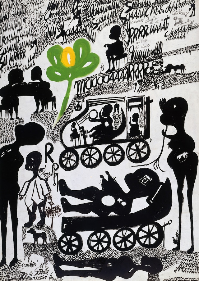 carlo zinelli GRANDE FIORE VERDE E GIALLO, MACCHIN 1