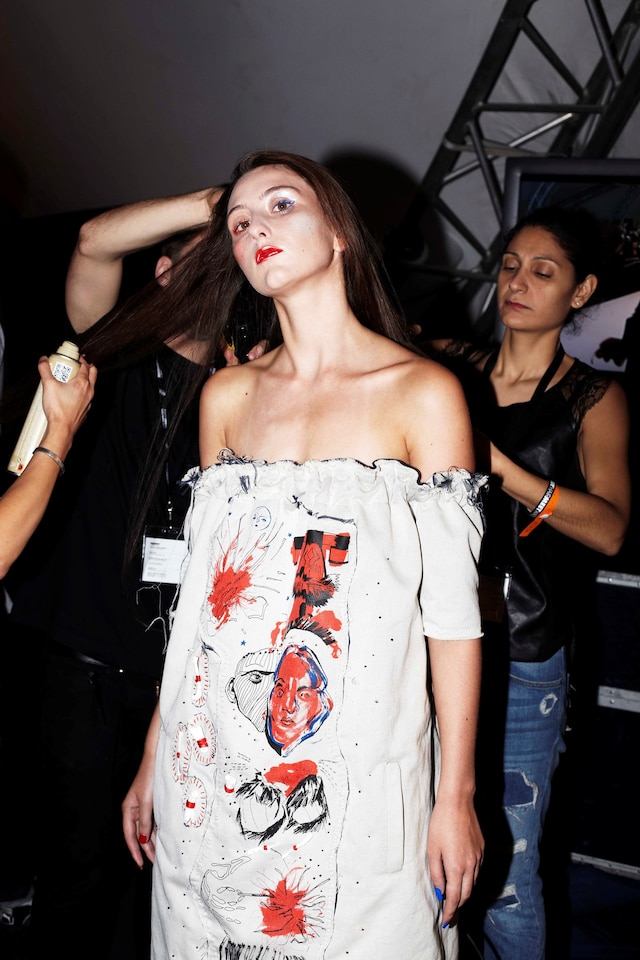 Claire Barrow backstage Fashion East SS14 by Rebec 19