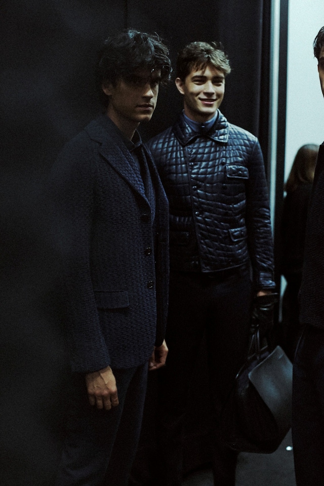 Backstage at Giorgio Armani AW14 3