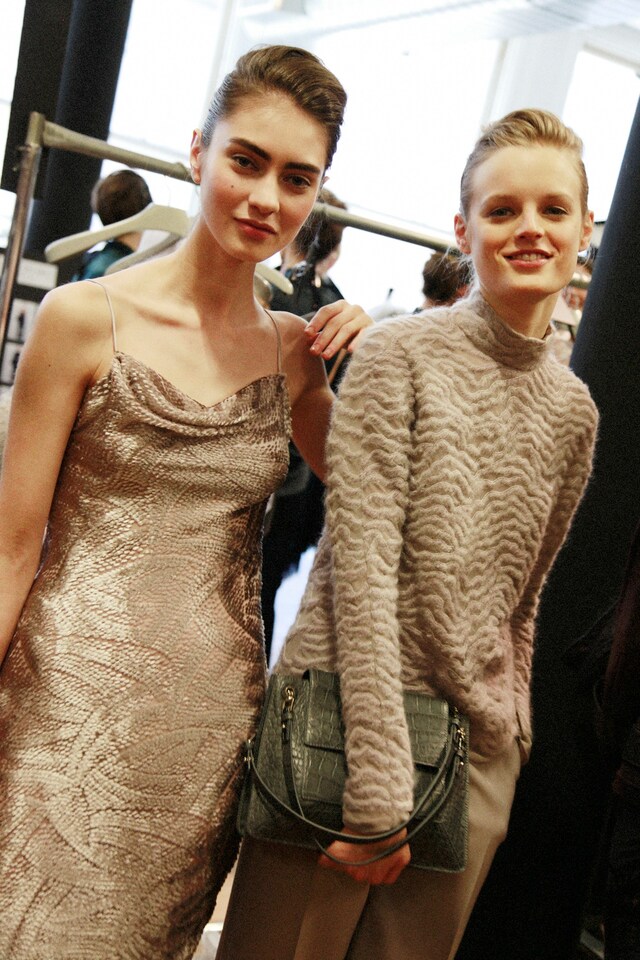Backstage at Jason Wu AW14 2