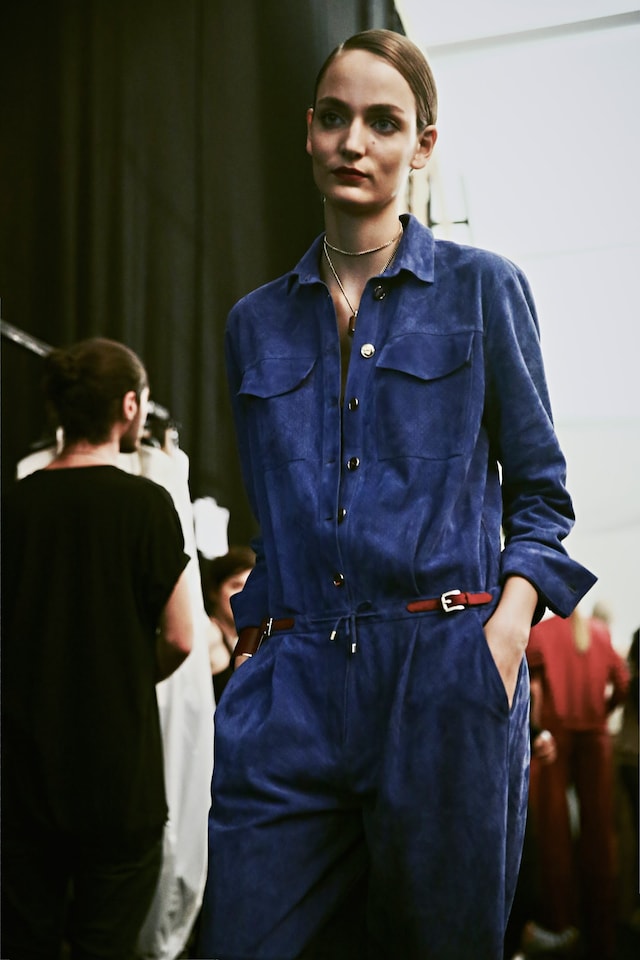 Backstage at Trussardi SS15 2