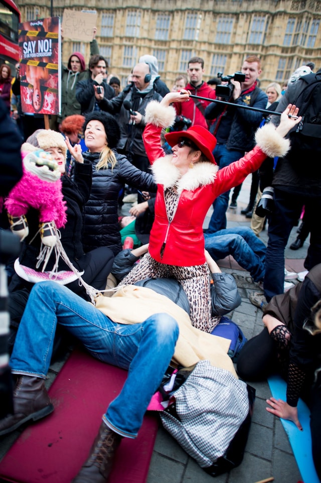 Westminster mass face-sitting UK porn ban protest 0