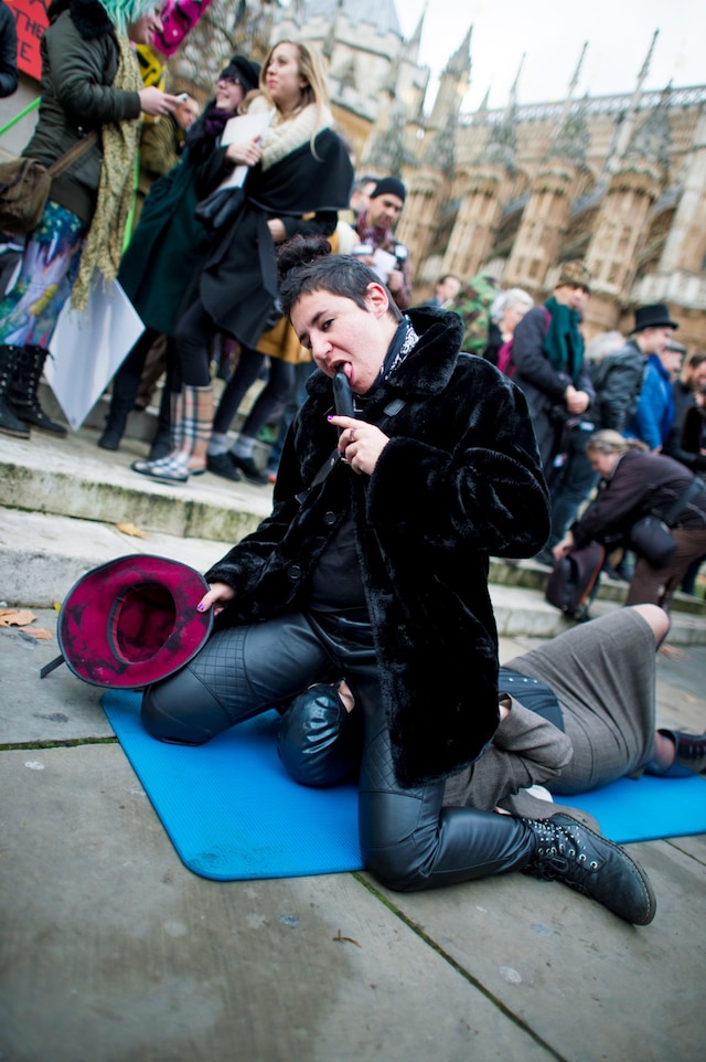 Westminster mass face-sitting UK porn ban protest 4
