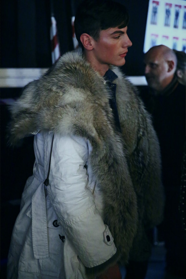 Backstage Dsquared2 menswear aw15 fur coat 12