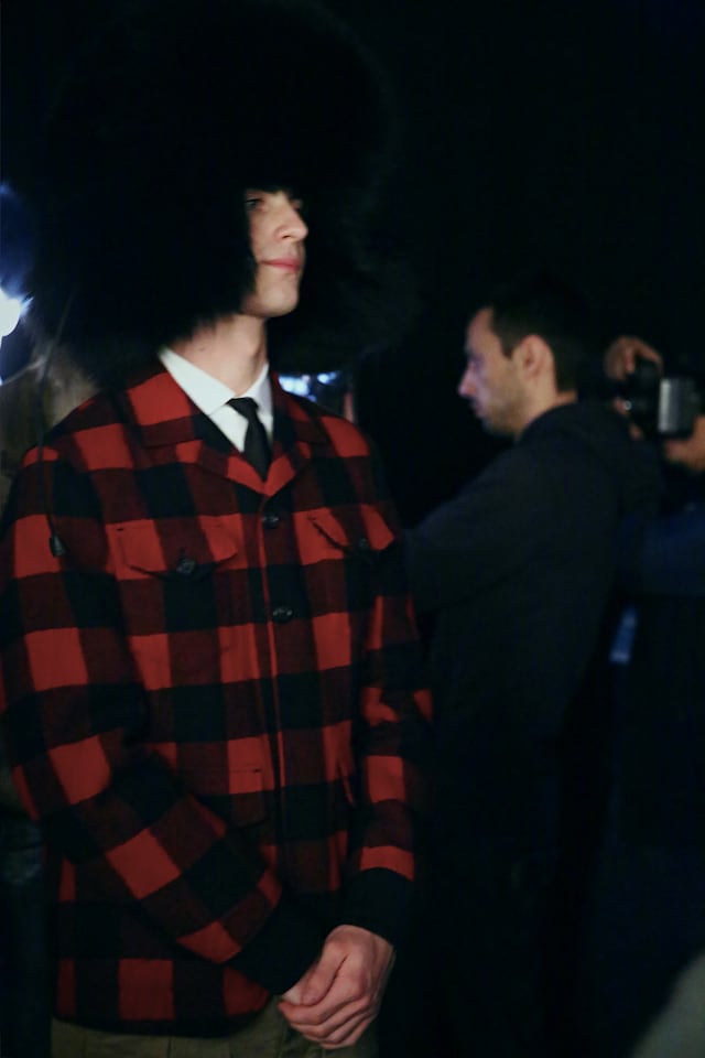 Backstage Dsquared2 menswear aw15 Milan check red fur black 20