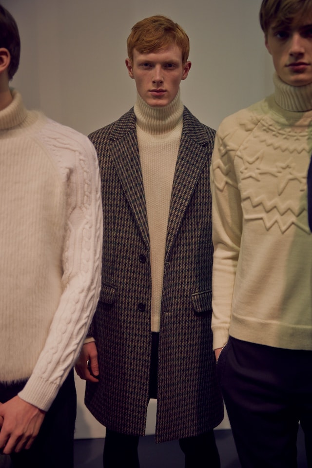 Neil Barrett AW15 backstage menswear Milan turtle neck 2