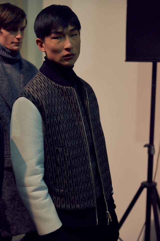 Neil Barrett AW15 backstage menswear Milan leather sleeves 6