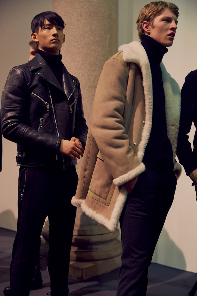 Neil Barrett AW15 backstage menswear Milan leather jacket 13